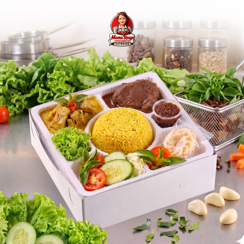 Nasi Kuning Rendang & Gulai Nangka - catering Mama Rosye