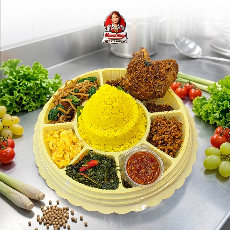 Tumpeng Mini Nasi Kuning Ayam Ketumbar - catering Mama Rosye