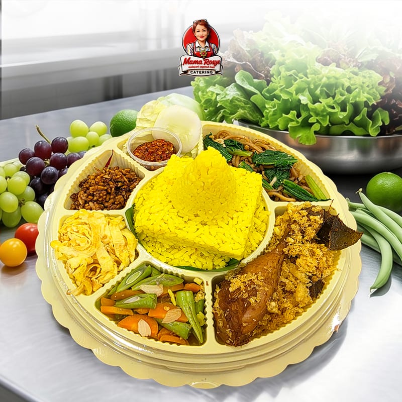 Tumpeng Mini Nasi Kuning Ayam Kremes - catering Mama Rosye