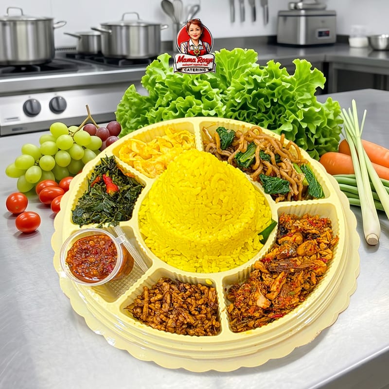 Tumpeng Mini Nasi Kuning Tongkol Suwir Rica Khas Manado - catering Mama Rosye